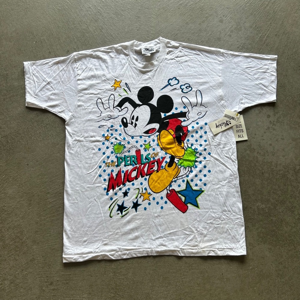 Vintage 90s‎ Perils of Mickey Shirt Size 3XL White Jerry Leigh Disney BRAND NEW